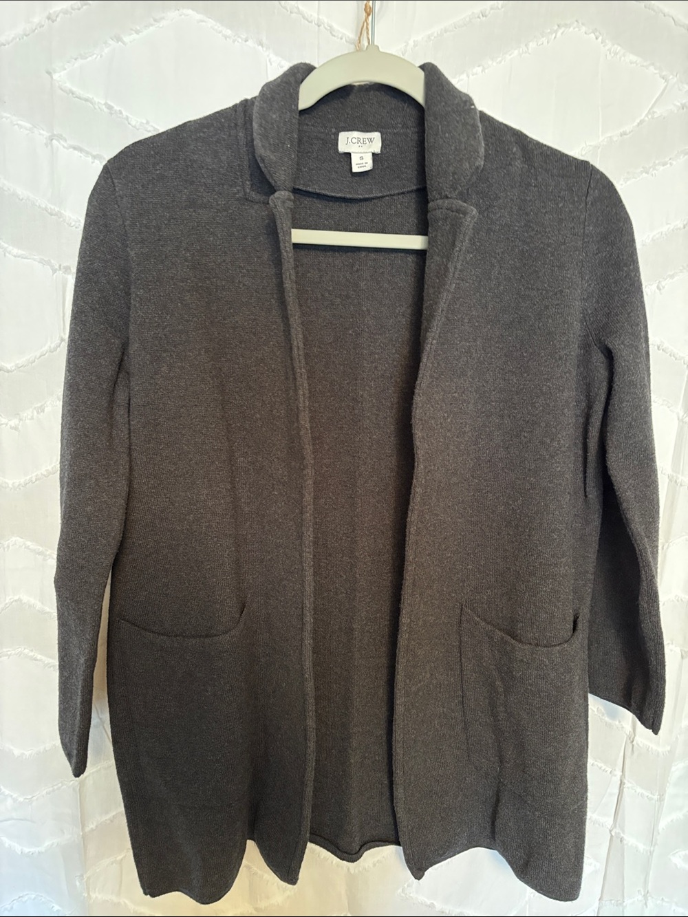 J. Crew Charcoal Open-Front Knit Cardigan